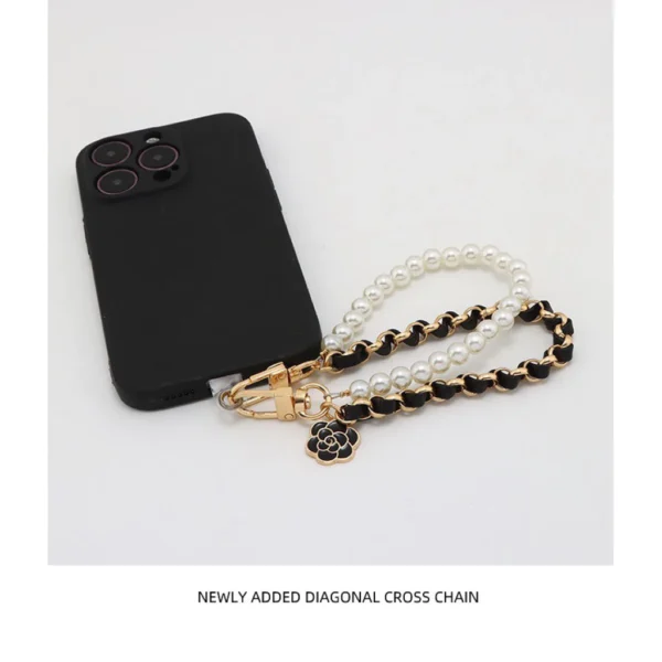 my-11134207-820l7-mearfyb1pyird0.webp Mobile Phone Case Accessories Double Chains With Pearls Wrist Strap Luxury Phone Leather Chains