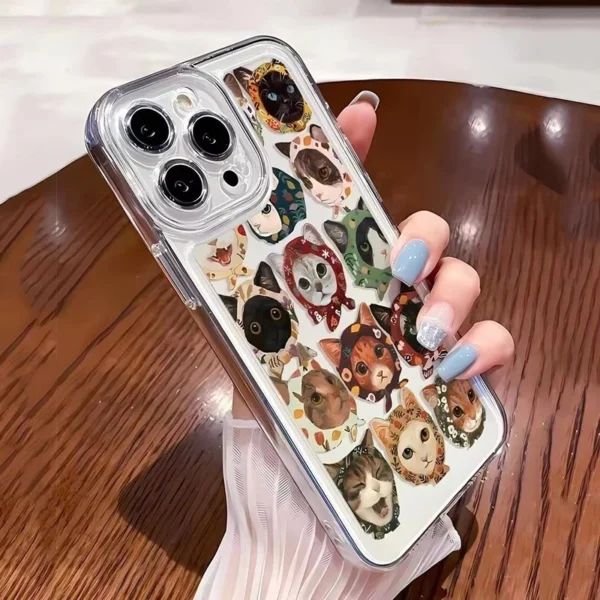 Transparent Soft Phone Case For iPhone Lovely Cat Printed Cover