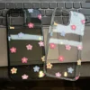 iPhone Case Super Bright Glitter Clear TPU Soft Case With Bracelet Colorful Flowers Compatible
