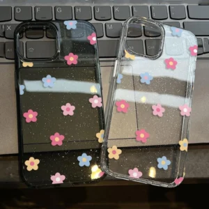 sg-11134201-7rdwc-mdb636xg2ewp80.webp iPhone Case Super Bright Glitter Clear TPU Soft Case With Bracelet Colorful Flowers Compatible