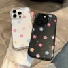 iPhone Case Super Bright Glitter Clear TPU Soft Case With Bracelet Colorful Flowers Compatible