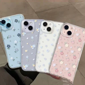 iPhone Case Clear Case TPU Soft Cute And Beautiful Colorful Blue Blooming Flowers